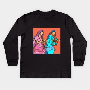 Punjabi girls Giddah dancers Kids Long Sleeve T-Shirt